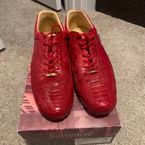 Men Ostrich Belvedere Leather Sneakers